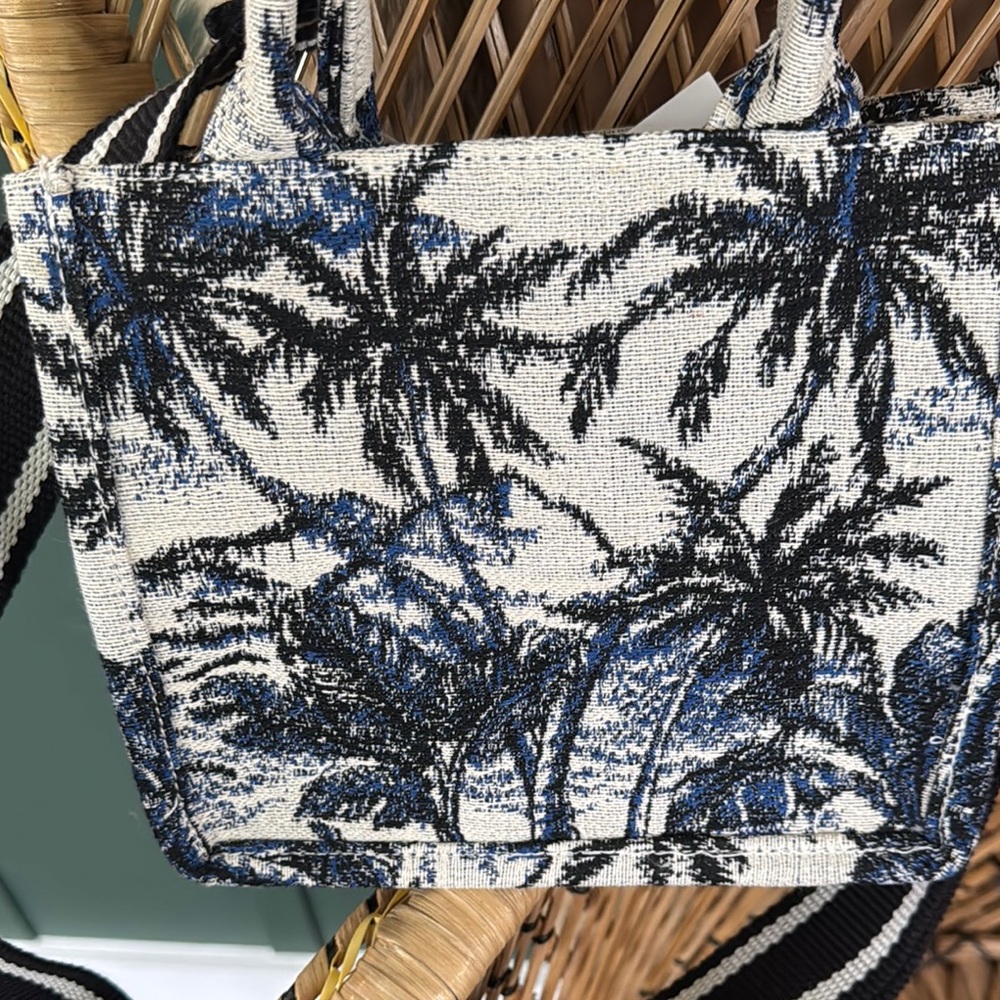 NEW H&M Tropical Palm Tree Print Mini Tote Women's Bag - Picture 3 of 5